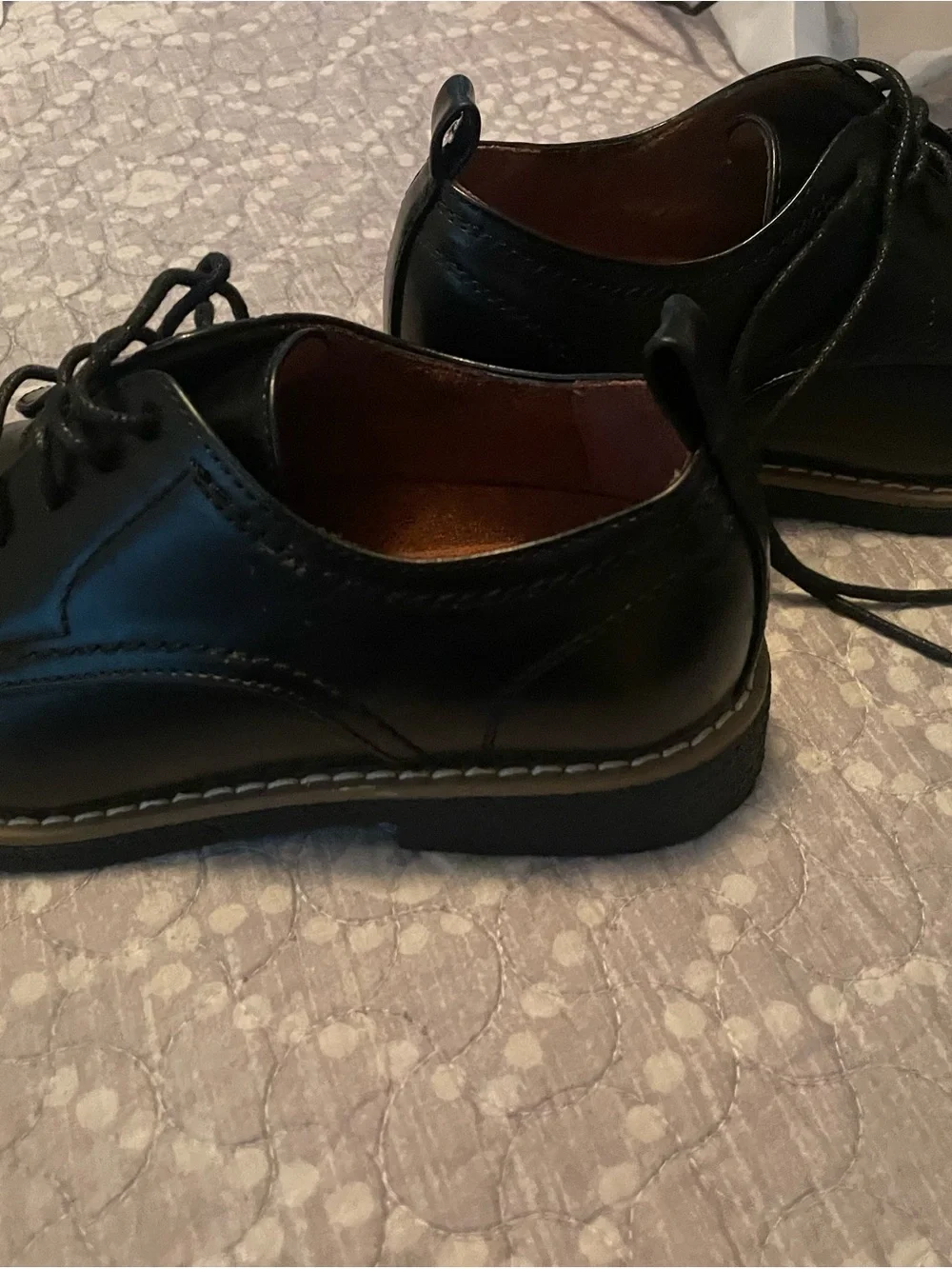 Deer Stags Boy’s Black Leather Lace-Up Oxfords with Brown Insole